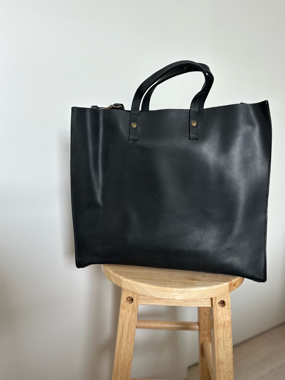 Parker Clay Black Leather Merkato Shopper w/ Shoulder Strap